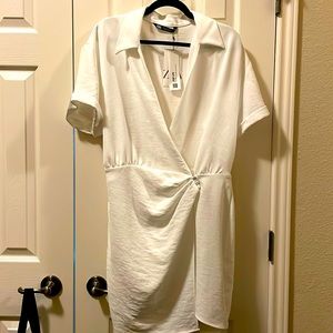 Zara white collared stylish top